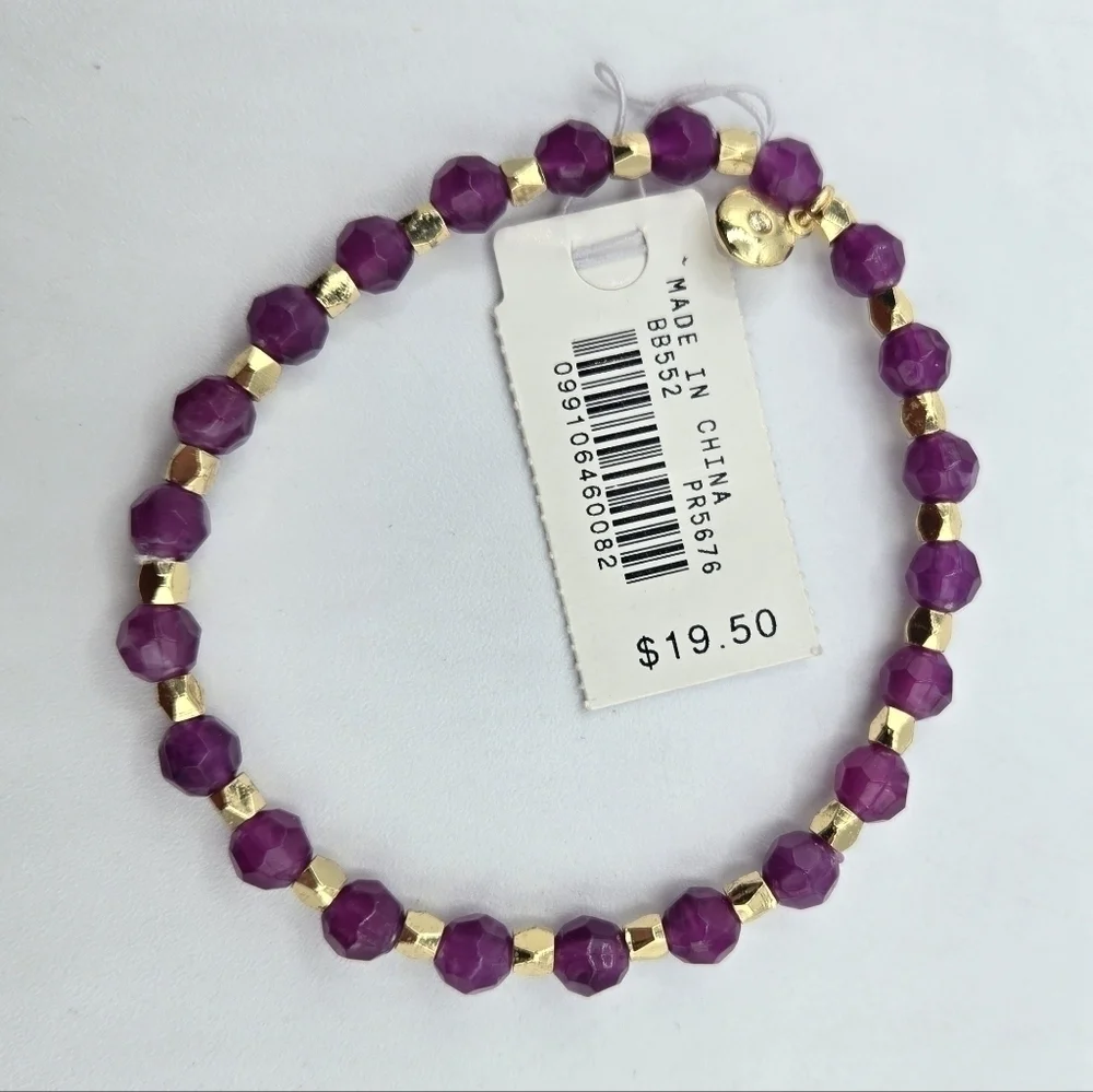 J Crew Beaded bracelet Bright Plum